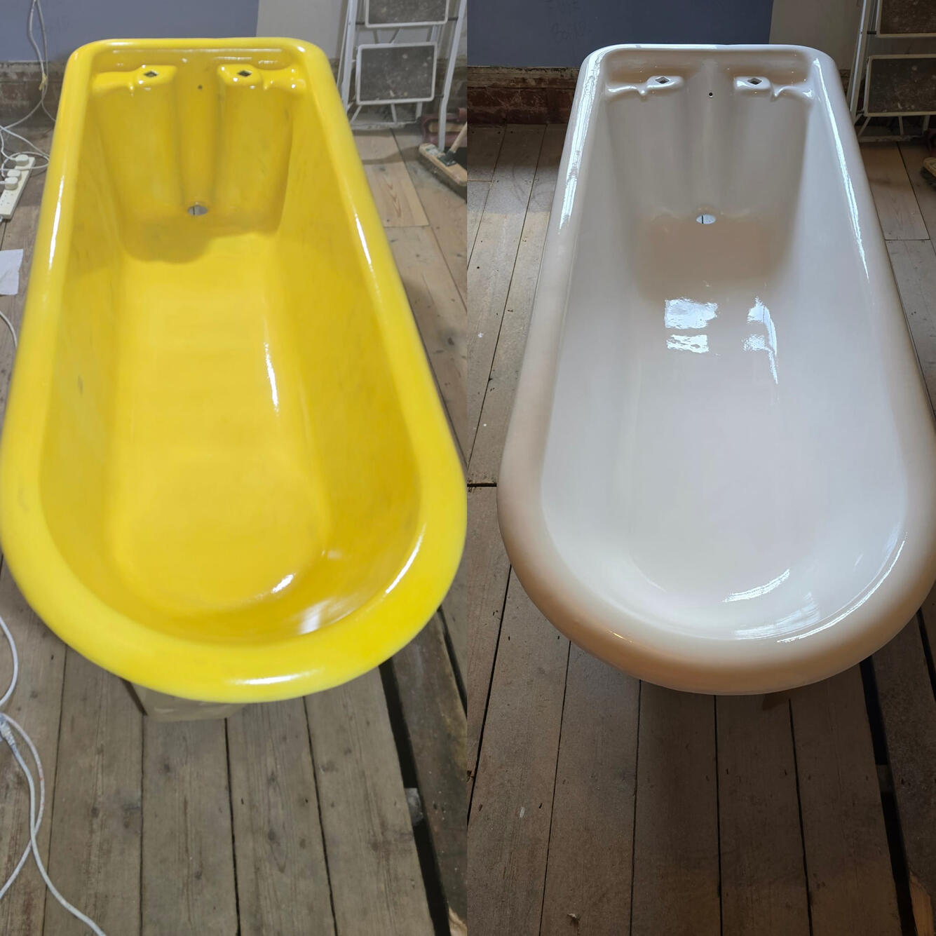 CAST IRON BATH RESURFACED OldBEFORE AND AFTER PHOTOS OF A CAST IRON ROLL TOP BATH RE-ENAMELLED IN Kingswinford, Dudley